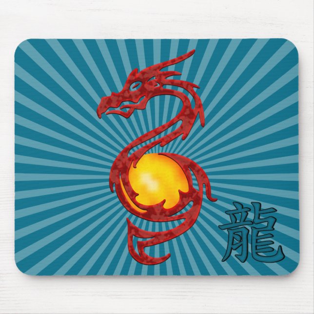 Mousepad Ano Chinês do Dragão Vermelho Metálico (Frente)