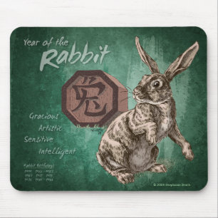 Mousepad Ano da Arte Zodiaca Chinesa de Coelho