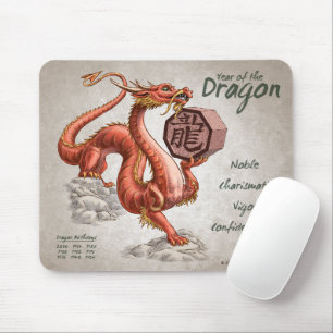 Mousepad Ano da Arte Zodiaca Chinesa do Dragão