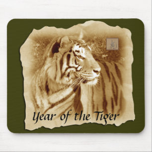 Mousepad Ano da astrologia/vintage Tigre-Chineses