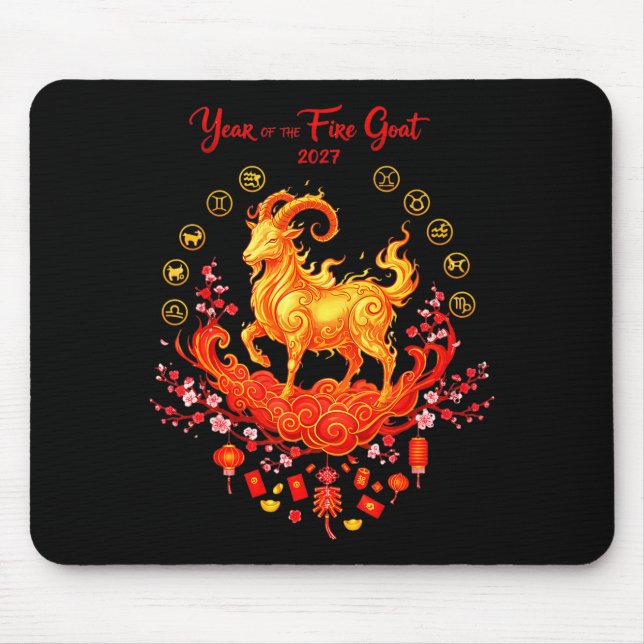 Mousepad Ano do bode de fogo 2027 ano novo lunar chinês (Frente)