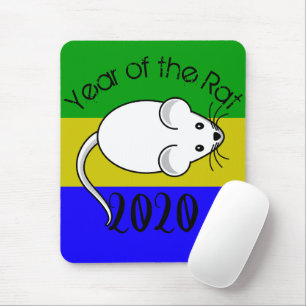 Mousepad Ano do Rat 2020 Mouse com Texto