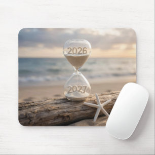 Mousepad Ano Novo 2027 Ampulheta em Tronco de Madeira Flutu