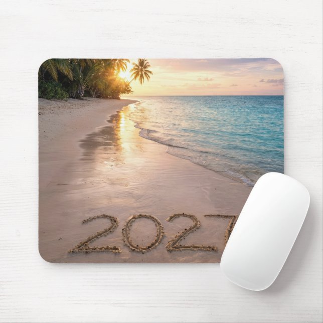 Mousepad Ano Novo 2027 Praia Tropical (Com mouse)