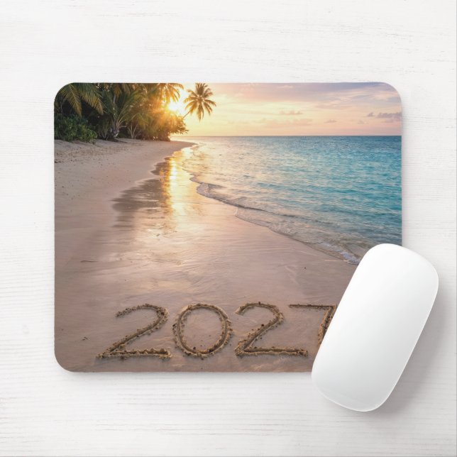 Mousepad Ano Novo 2027 Praia Tropical (Com mouse)