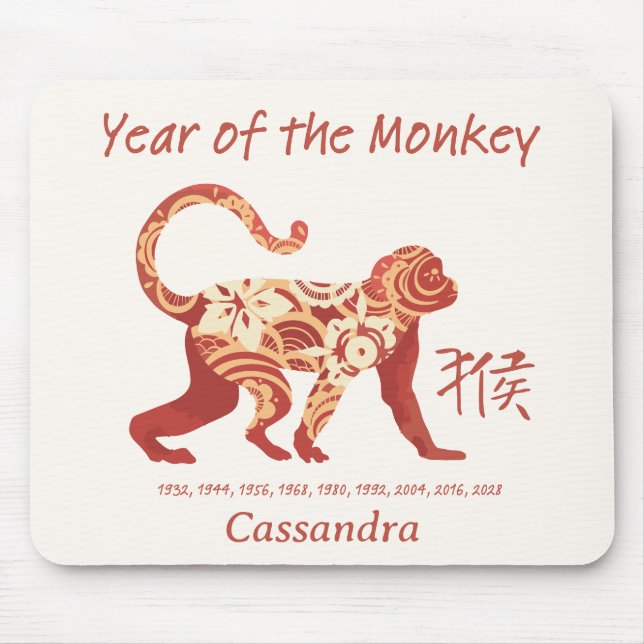 Mousepad Ano Zodíaco Chinês Do Sinal Do Macaco (Frente)