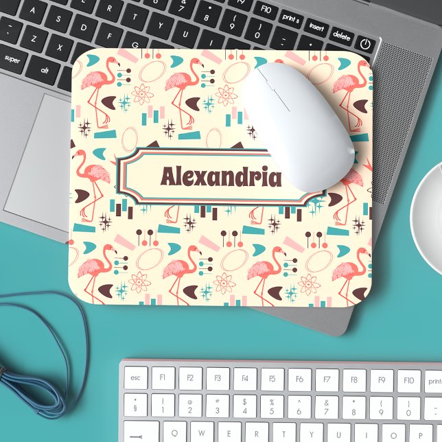 Mousepad Anos 50 Flamingo Pattern Personalizado (Criador carregado)