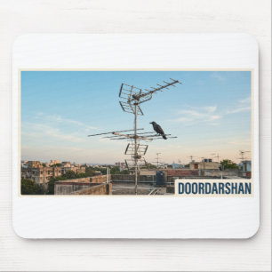 Mousepad Antena de TV no terraço da era vintage Doordarshan
