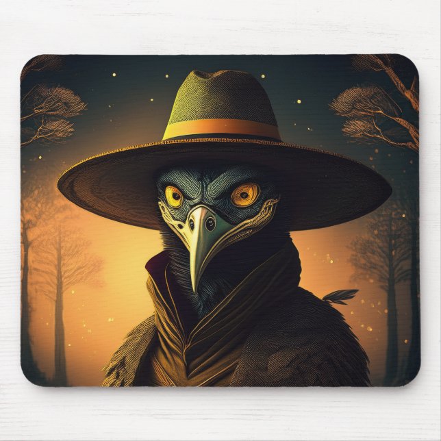 Mousepad Anthropomorphic Blackbird Seer In Elegant Outfit (Frente)