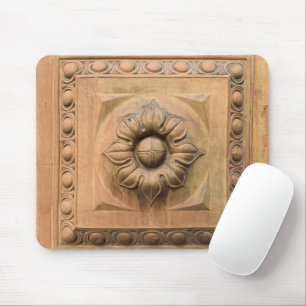 Mousepad Antiga placa floral italiana de terracotta, azulej
