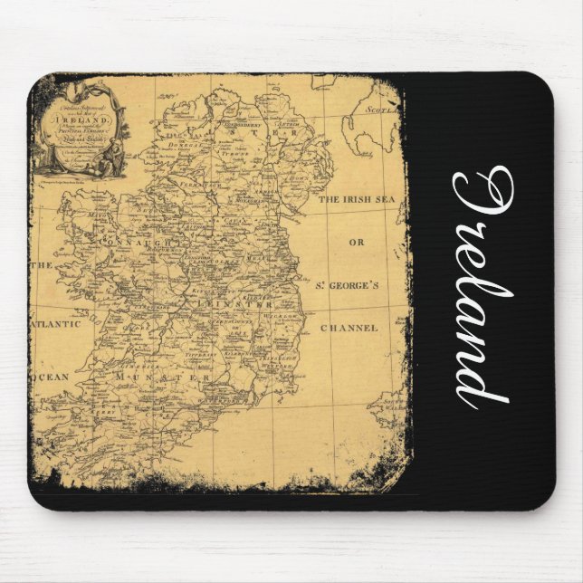 Mousepad antigo do mapa da Irlanda (Frente)