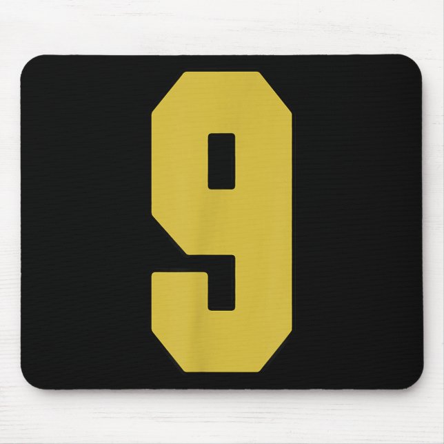 Mousepad Antigo Dourado Número 9 jogador Jersey Uniforme #9 (Frente)