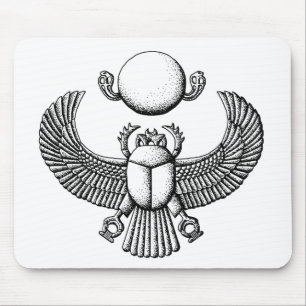 Mousepad Antigo Egípcio Scarab Negro e Branco