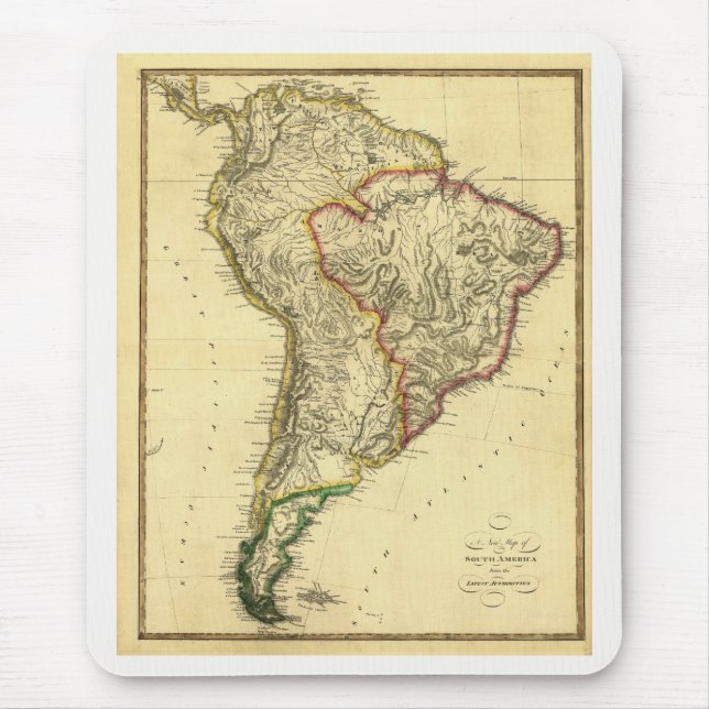Mousepad Antigo mapa da América do Sul de 1817 (Frente)