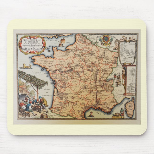 Mousepad Antigo mapa da França (Frente)