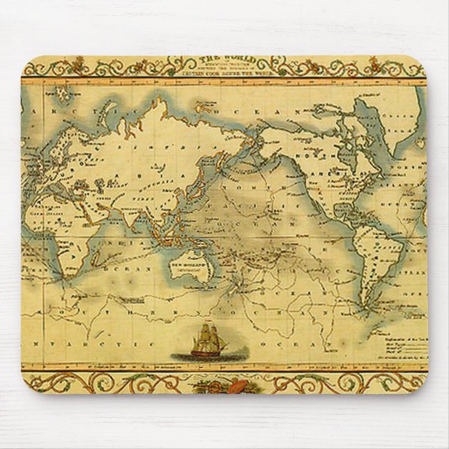Mousepad Antigo Mapa Mundial Antiquado (Frente)