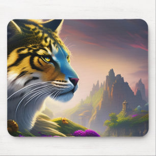 Mousepad Antigo Tigre Levanta seu reino, Flores Roxas