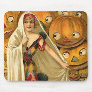 Mousepad Antiguidade Halloween Jack O Lanterna Mulher do Co