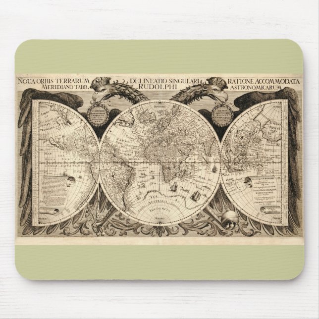 Mousepad Antique Mapa Mundial de Philipp Eckebrecht - 1630 (Frente)