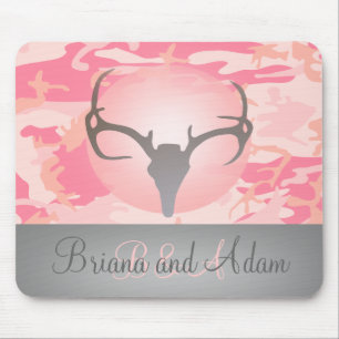 Mousepad Antlers do tema da caça e Camo cor-de-rosa