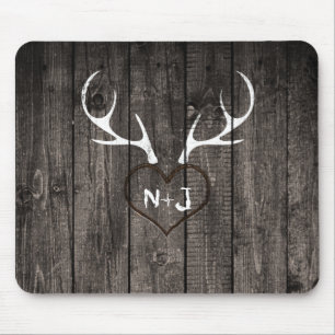 Mousepad Antlers rústicos dos cervos & país cinzelado do