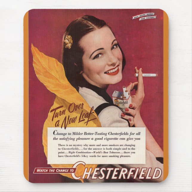 Mousepad Anúncio de cigarro para Chesterfield em 1944 (Frente)