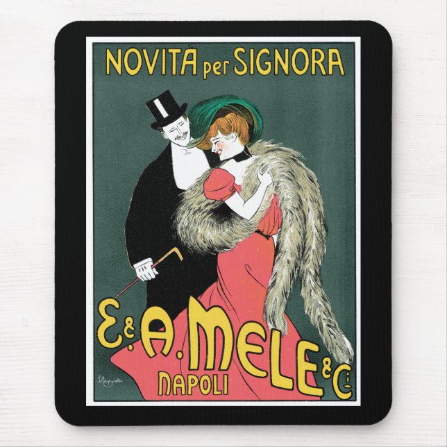 Mousepad Anúncio italiano da forma de Nouveau da arte (Frente)