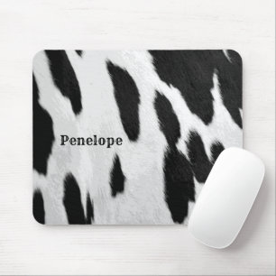 Mousepad Aparência de Ovino Negro e Branco Holstein com Nom