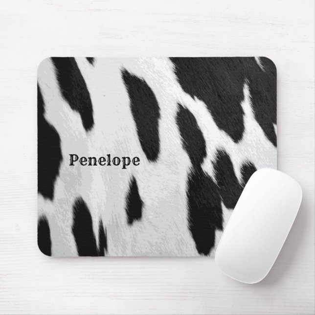 Mousepad Aparência de Ovino Negro e Branco Holstein com Nom (Com mouse)