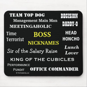 Mousepad Apelidos MALE BOSS Piada Títulos de Trabalho Cru