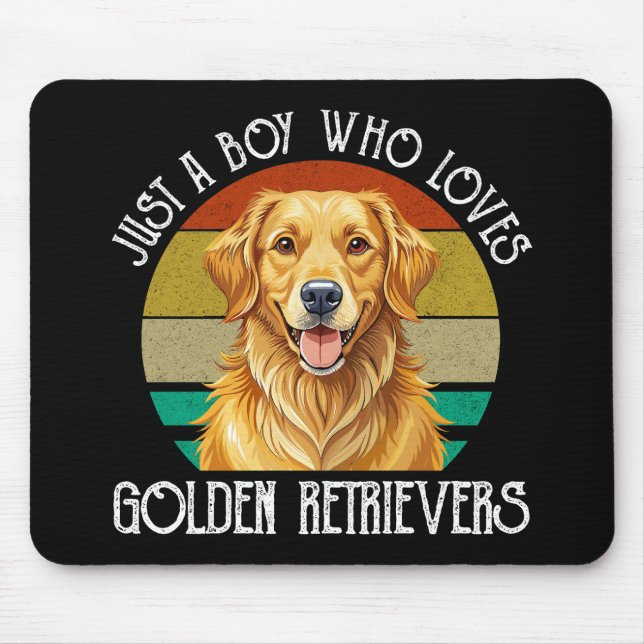 Mousepad Apenas um menino que ama Golden Retrievers (Frente)