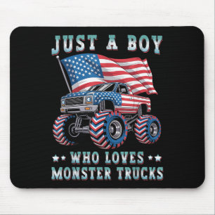 Mousepad Apenas Um Menino Que Ama Monstro Caminhões Bandeir