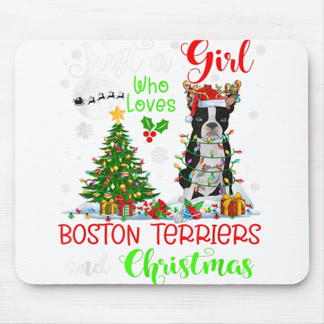 Mousepad Apenas Uma Menina Que Ama Boston Terriers E Christ (Frente)