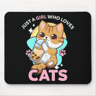 Mousepad Apenas Uma Menina Que Ama Gatos Boba Bubble Milk T