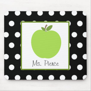 Mousepad Apple verde/preto com bolinhas brancas