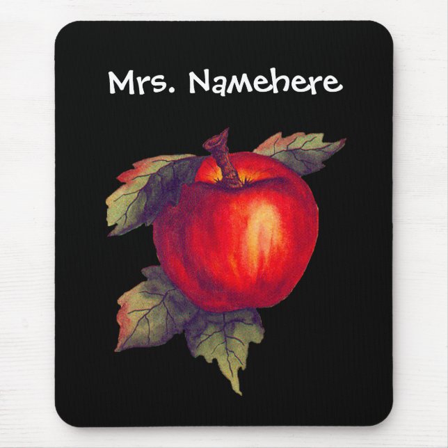 Mousepad Apple vermelho no preto (Frente)