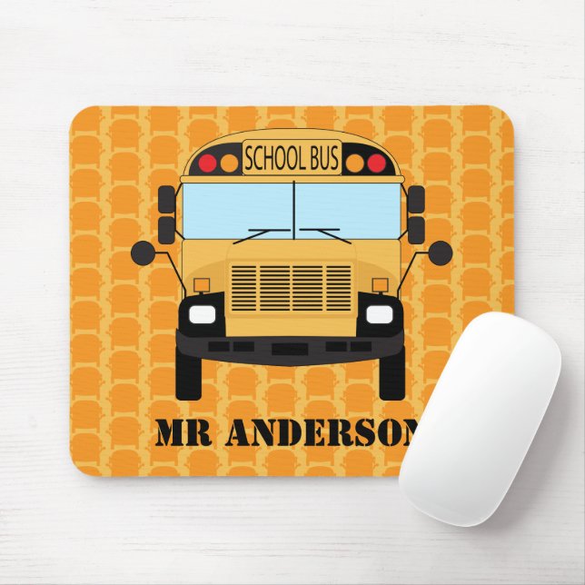 Mousepad Apreciação do Professor de Ônibus Escolar Amarelo (Com mouse)