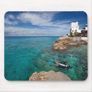 Mousepad Aprendendo ao mergulho do mergulhador, Cozumel