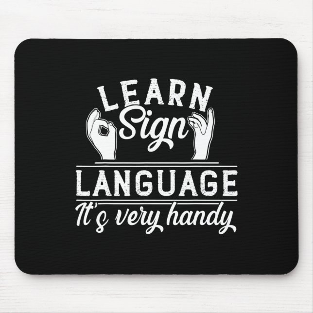 Mousepad Aprender a Linguagem de Sinais Professores ASL Sen (Frente)