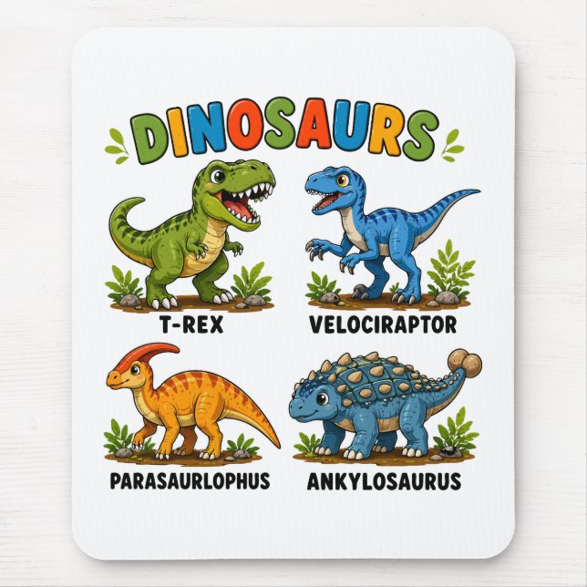 Mousepad Aprendizado de Espécies de Dinossauros para Crianç (Frente)
