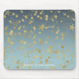 Mousepad Aqua Blue Ombre Stars acredita em seus sonhos