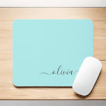 Mousepad Aqua Blue Teal Girly Script Monograma Nome Moderno<br><div class="desc">Monograma Azul Aqua Adicionar Seu Próprio Nome Mousepad (Pad Do Mouse). Isto faz o doce e perfeito aniversário de 16 anos,  casamento,  chá de panela,  aniversário,  chá de fraldas ou festa de solteira presente para alguém que ama luxo de luxo e estilos quíticos.</div>