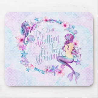 Mousepad Aqua cómico do rosa da lavanda do cavalo marinho