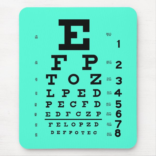 Mousepad Aqua médico da carta de olho da optometria da (Frente)