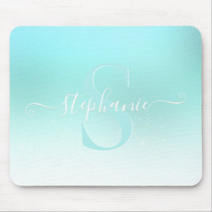 Mousepad Aqua Teal Shimmer Grita Mouse Girly Monograma