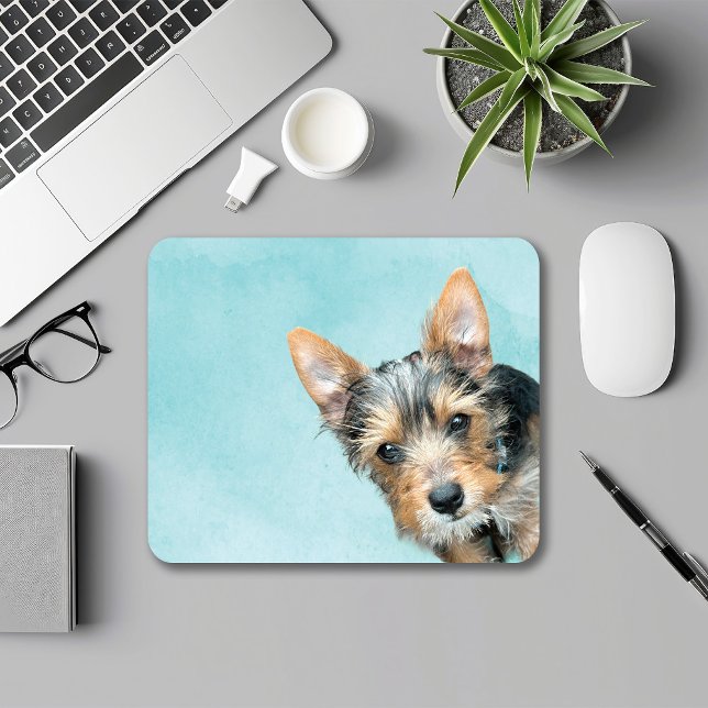 Mousepad Aqua Watercolor com Pet Photo (Criador carregado)