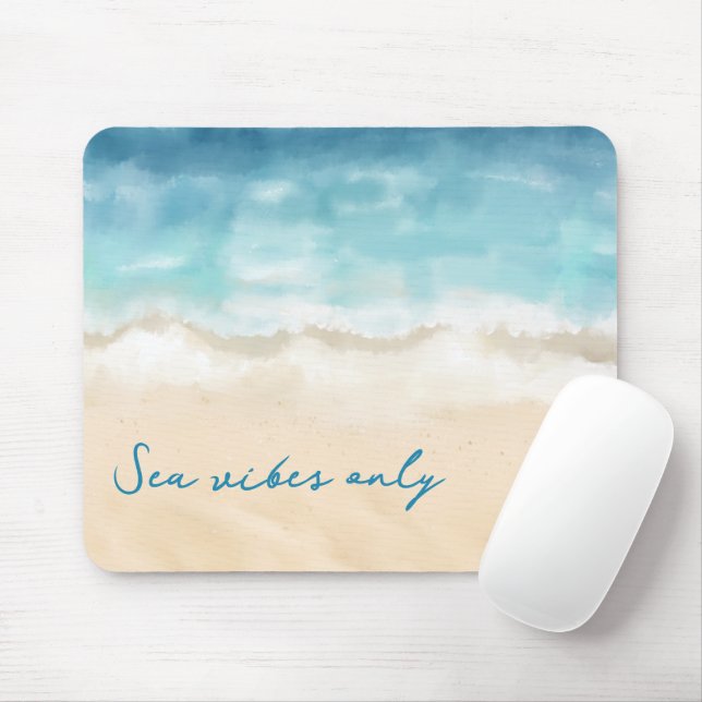 Mousepad Aquarela abstrata mar oceano praia (Com mouse)