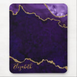 Mousepad Aquarela Árgula Dourada Roxo<br><div class="desc">Placa de Mouse com Violeta Púrpura e Dourada de Aquecida Elegante Moderna</div>