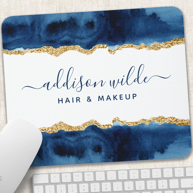 Mousepad Aquarela Azul Marinho e Dourado (Criador carregado)