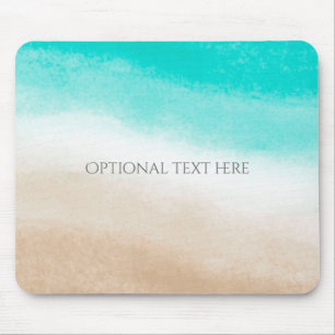 Mousepad Aquarela Azul Turquesa e Bege Água e Areia Praia T